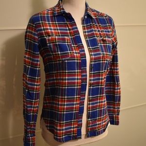 Abercrombie red and royal blue button up flannel